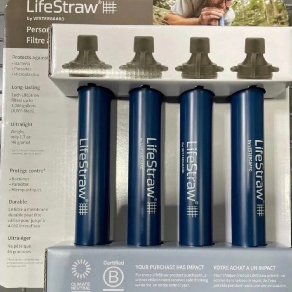 4 Pack LifeStraw Personal Water Filter Hiking Camping Travel Emergency NWT